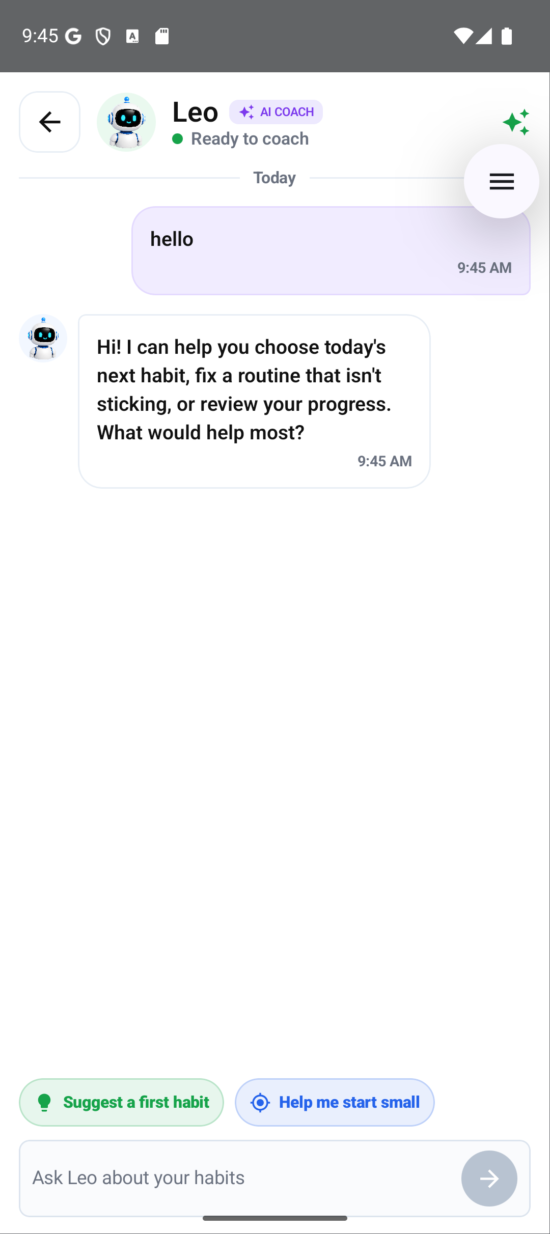 Chatting with Leo, the HabitRacer AI coach